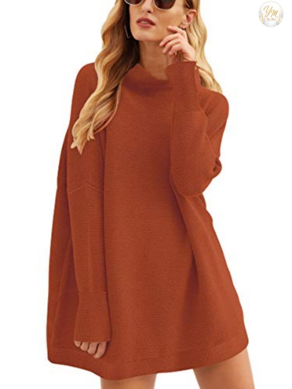 Women Oversized Turtleneck Tunic Sweater Long Sleeve Pullover Knit